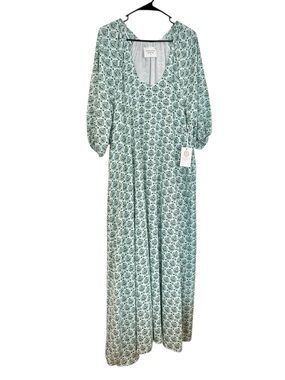 Tuckernuck Hyacinth House Laurel Green Leaves Maxi Dress Size XL New
